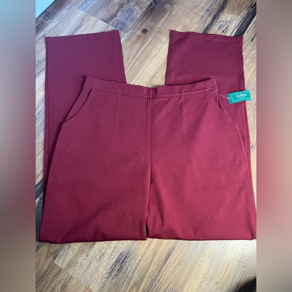 L.L. Bean Wine Red Stretch Pants Comfortable Casual Wear NWT Womens M - Picture 3 of 5